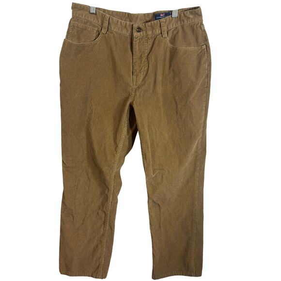 Vineyard Vines Mens 35 x 30 Dark Tan Brown Corduroy Pants  5-Pocket - Picture 1 of 8